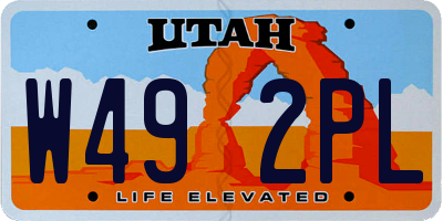 UT license plate W492PL