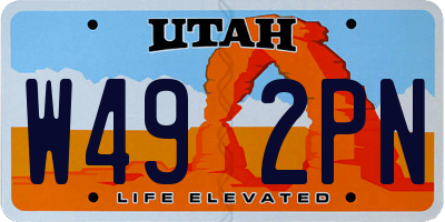 UT license plate W492PN