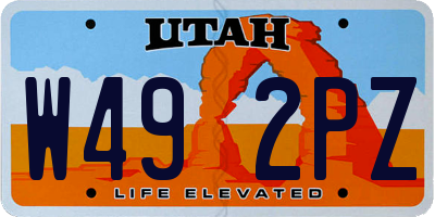 UT license plate W492PZ