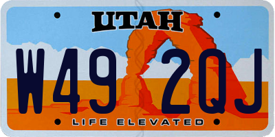 UT license plate W492QJ