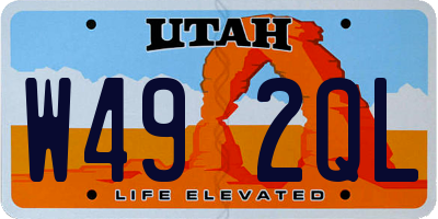 UT license plate W492QL