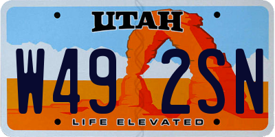 UT license plate W492SN