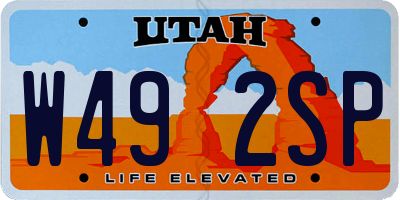 UT license plate W492SP