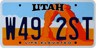 UT license plate W492ST