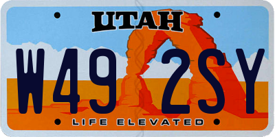 UT license plate W492SY