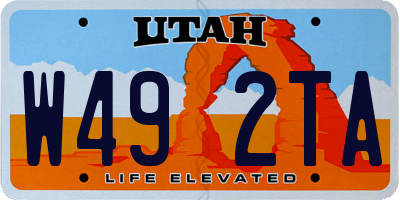 UT license plate W492TA