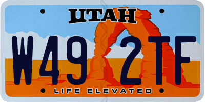 UT license plate W492TF