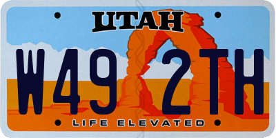 UT license plate W492TH