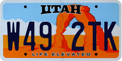 UT license plate W492TK