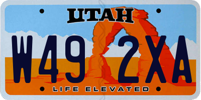 UT license plate W492XA