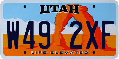 UT license plate W492XF