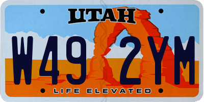 UT license plate W492YM