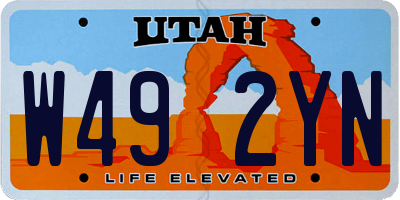 UT license plate W492YN