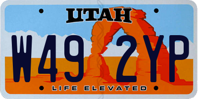 UT license plate W492YP