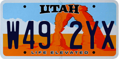 UT license plate W492YX