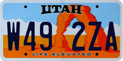 UT license plate W492ZA