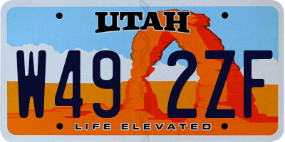 UT license plate W492ZF