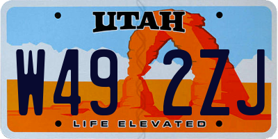 UT license plate W492ZJ