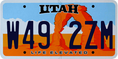 UT license plate W492ZM