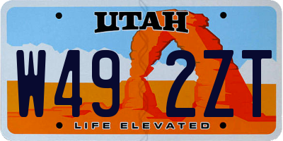 UT license plate W492ZT