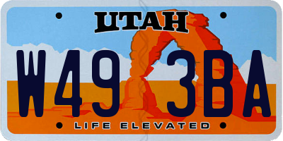 UT license plate W493BA