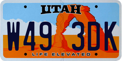 UT license plate W493DK