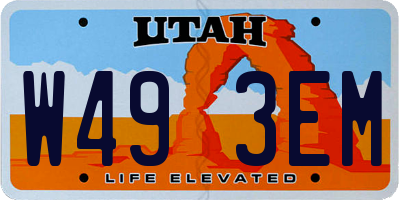 UT license plate W493EM
