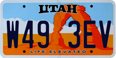 UT license plate W493EV
