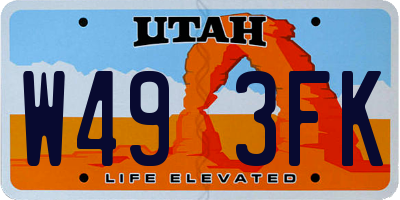 UT license plate W493FK