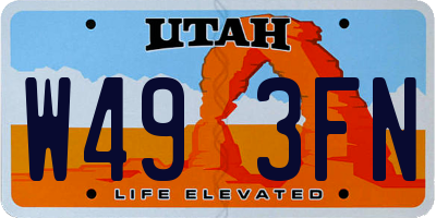 UT license plate W493FN