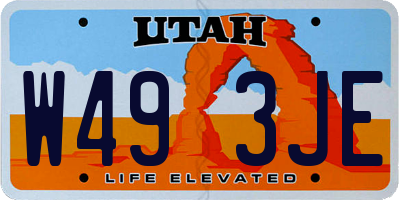 UT license plate W493JE