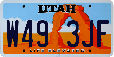 UT license plate W493JF