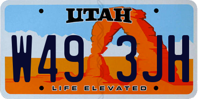 UT license plate W493JH
