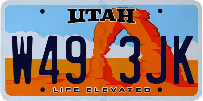 UT license plate W493JK