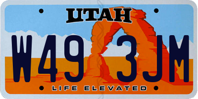 UT license plate W493JM