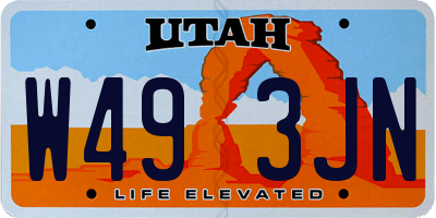 UT license plate W493JN