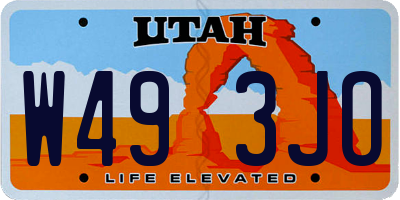 UT license plate W493JO