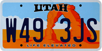 UT license plate W493JS