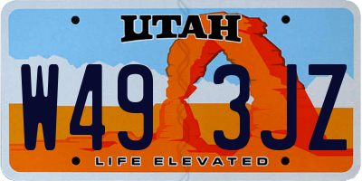 UT license plate W493JZ