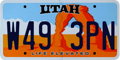 UT license plate W493PN