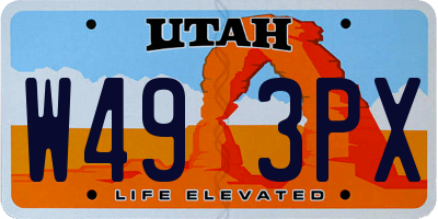 UT license plate W493PX