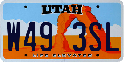 UT license plate W493SL