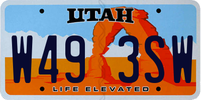 UT license plate W493SW