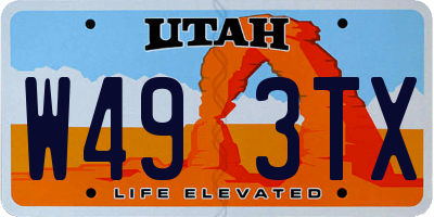 UT license plate W493TX
