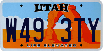 UT license plate W493TY