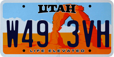 UT license plate W493VH