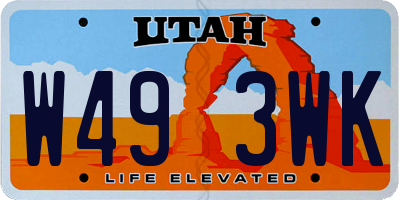 UT license plate W493WK