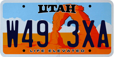 UT license plate W493XA