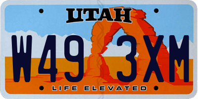 UT license plate W493XM