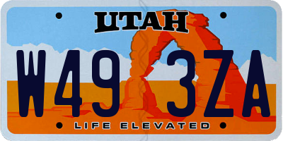 UT license plate W493ZA